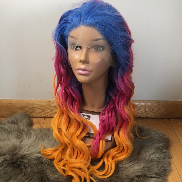 Rainbow WAVY Lace Front Wig 24 Inch *NEW*